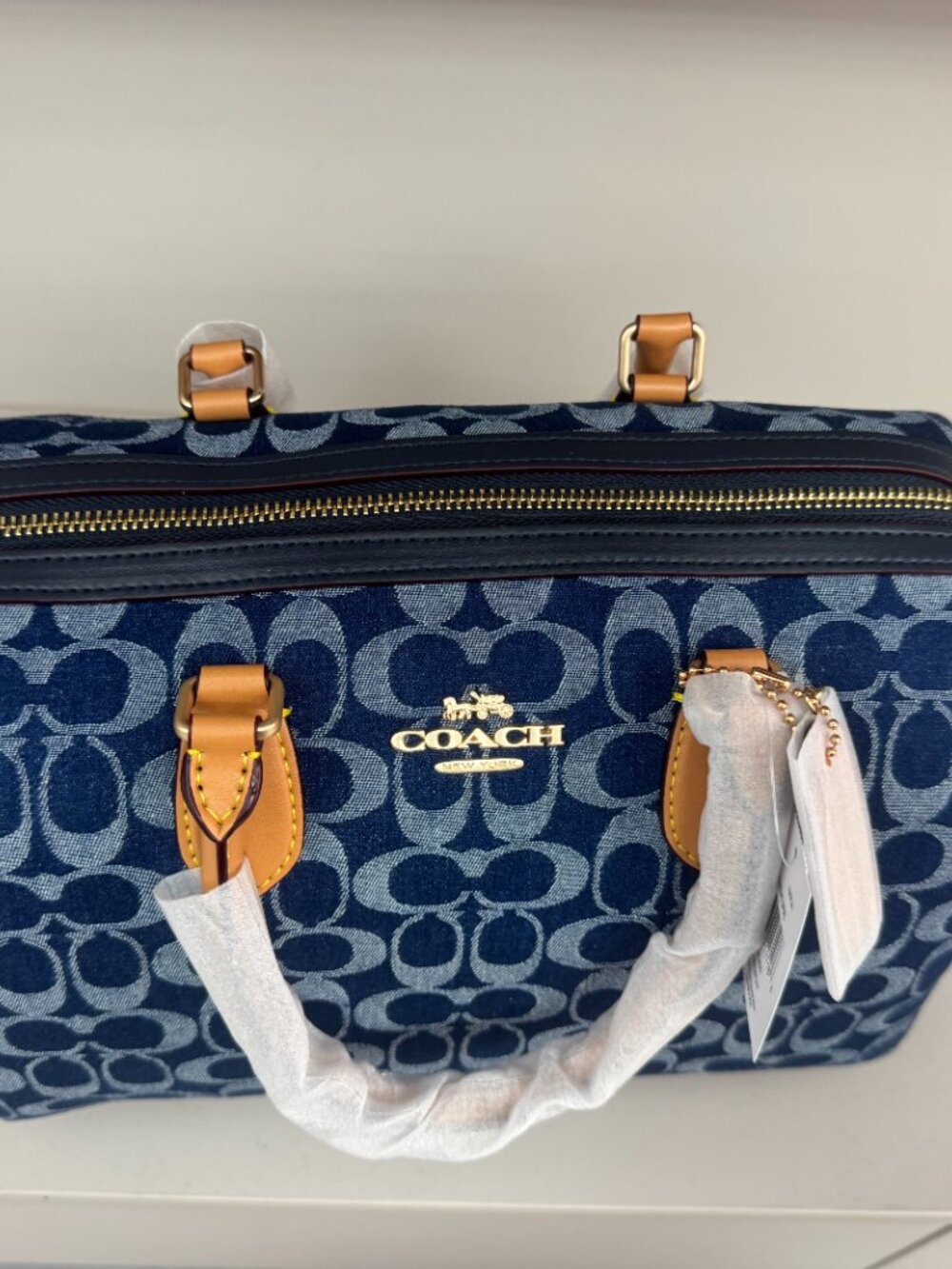 Coach Rowan Satchel Bag In Signature Denim Canvas NWT CY699 - Picture 6 of 6